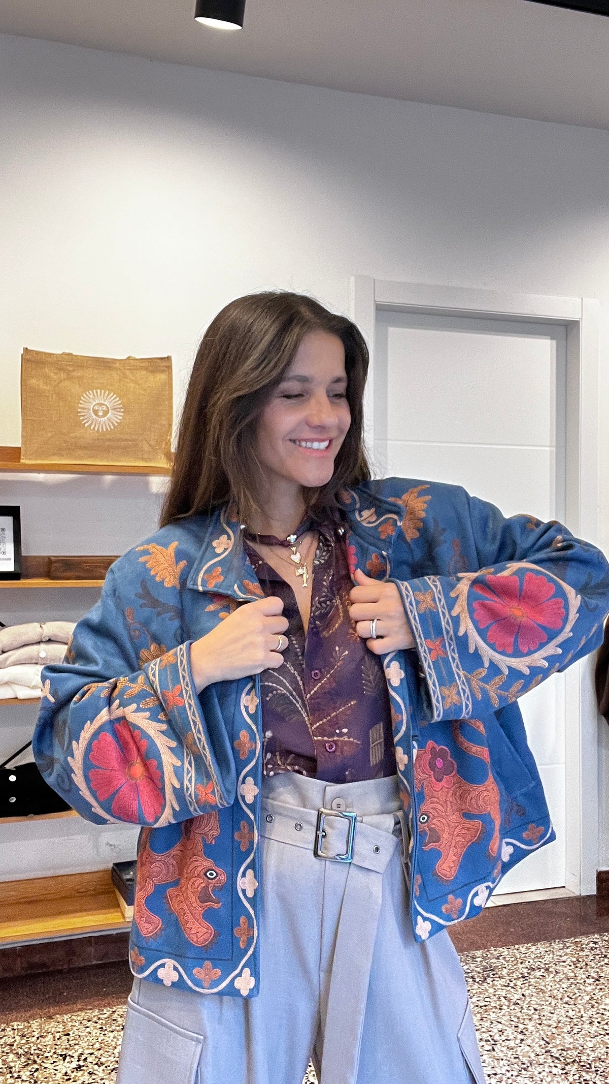 Bomber ricamo con polso rigato st. Drago