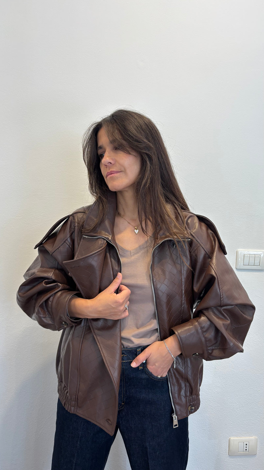 Bomber oversize in ecopelle