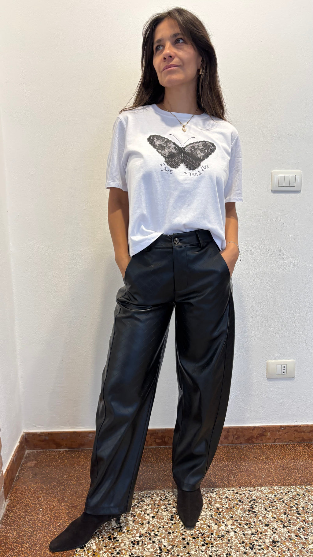 Pantalone Balloon in ecopelle intrecciata