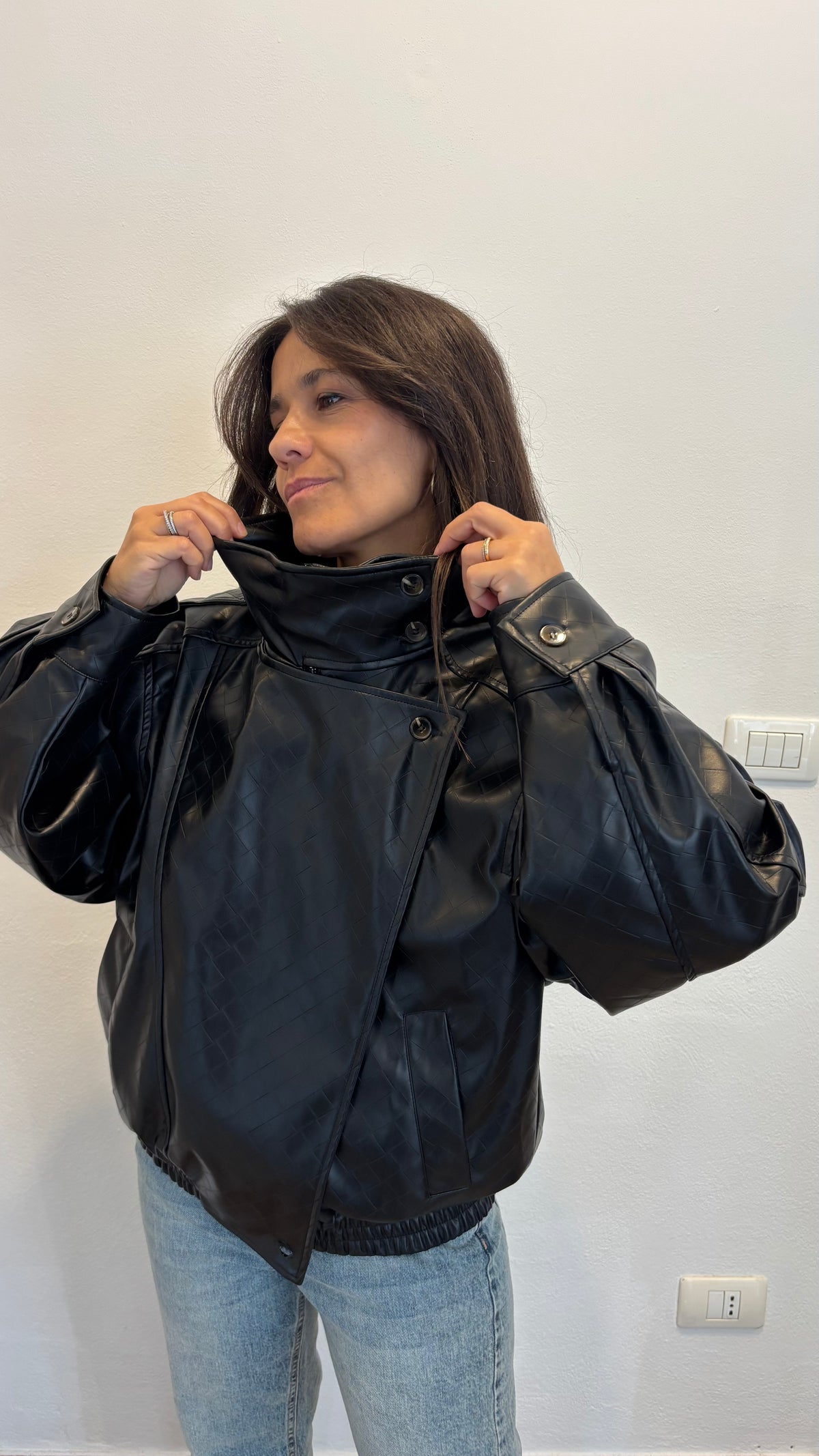 Bomber oversize in ecopelle