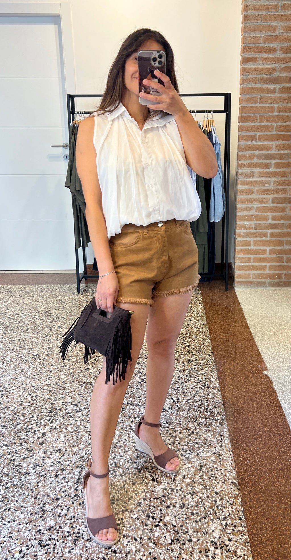 Camicia smanicata balloon in musso
