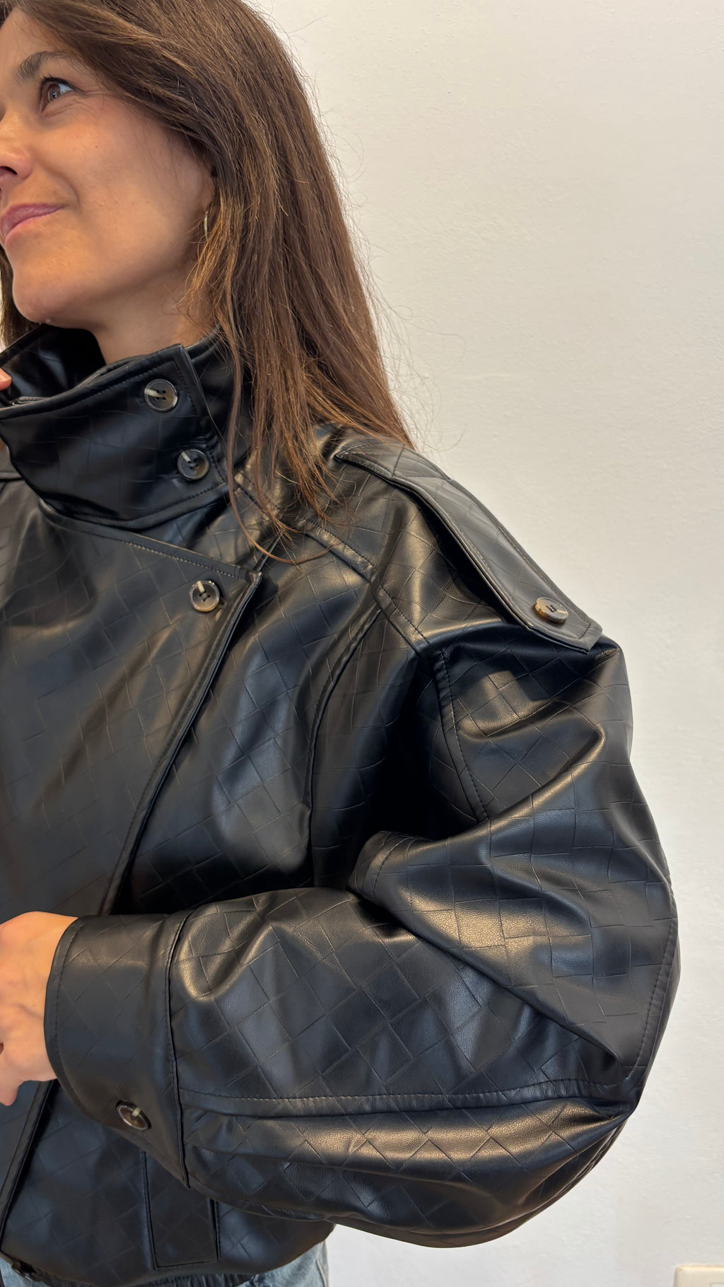 Bomber oversize in ecopelle