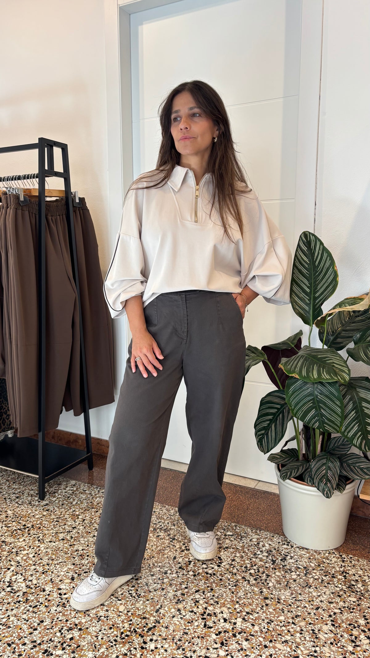 Pantalone ovetto in gabardina
