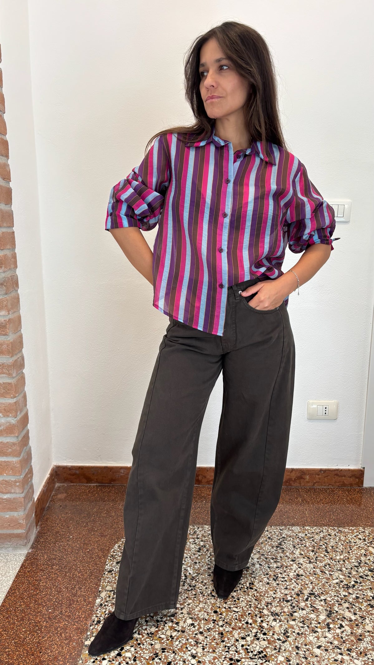 Camicia colletto riga
