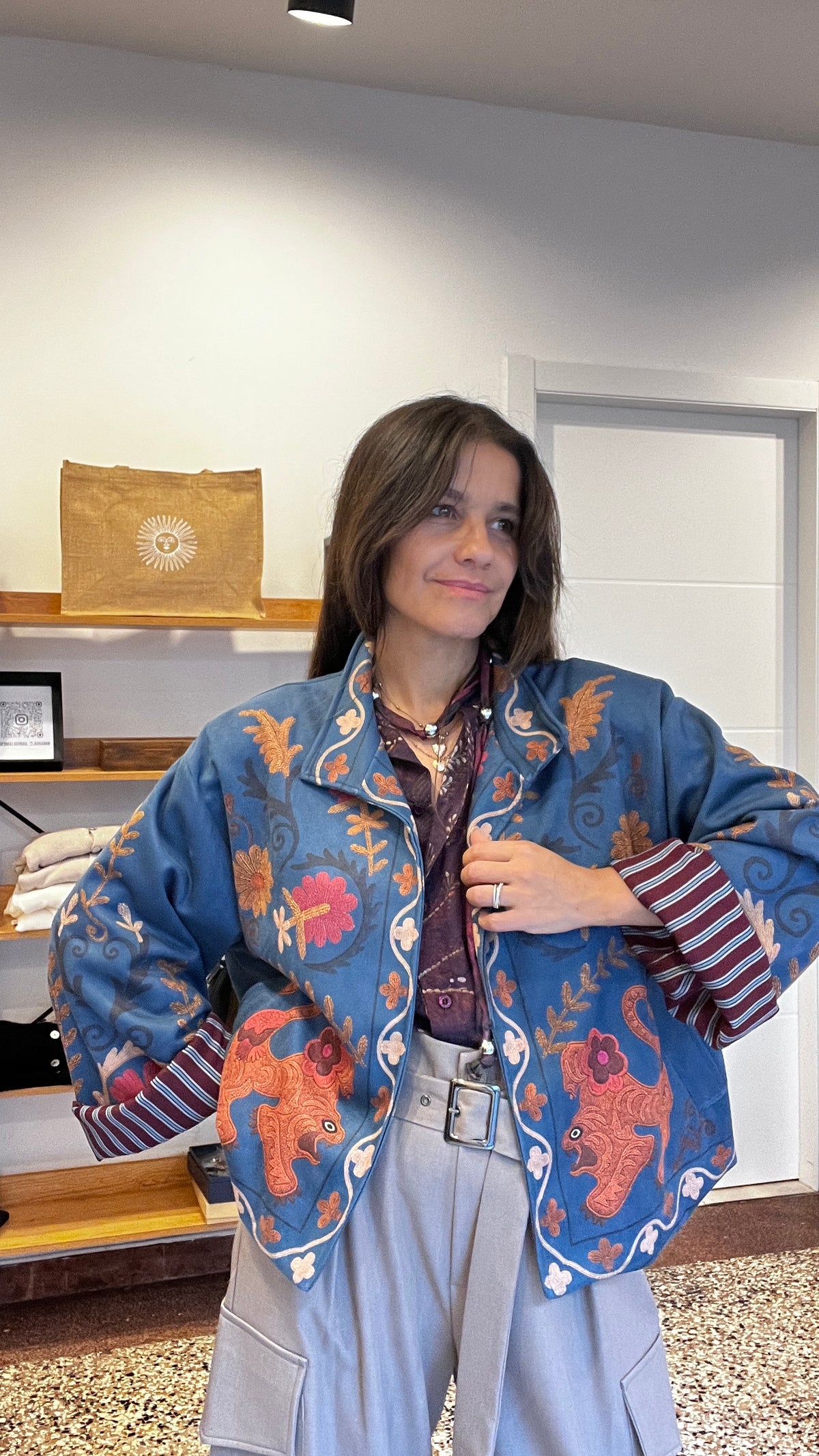 Bomber ricamo con polso rigato st. Drago