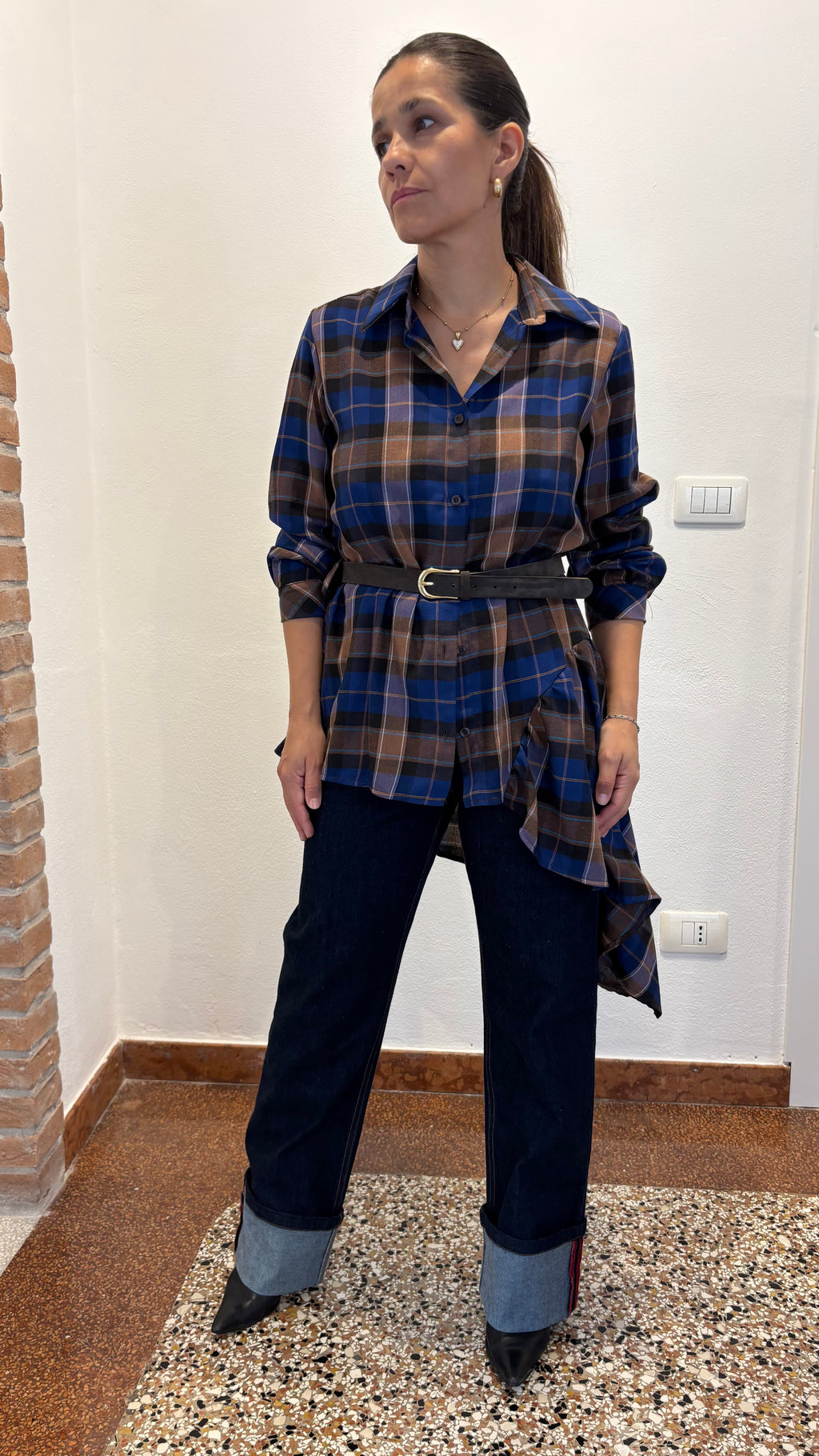 Camicia a Quadri Asimmetrica